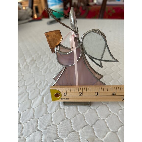Stained Glass Choir Angel Figurine Pink Faceted Crystal Christmas Decoration - Picture 9 of 9